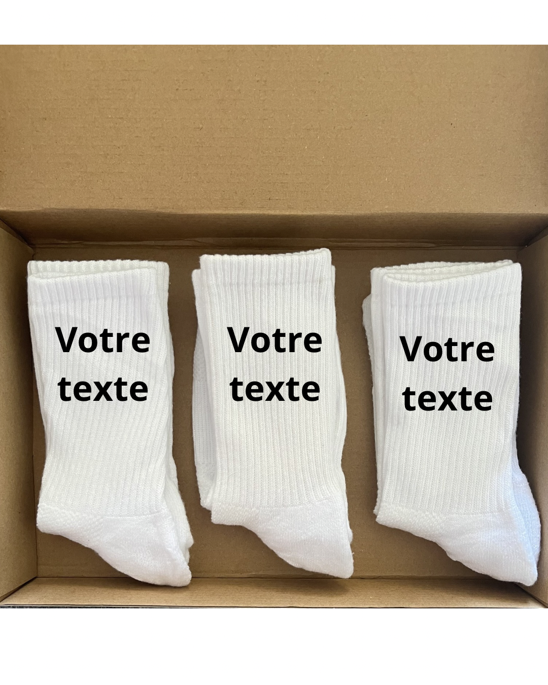 Pack de 3 Paires de Chaussettes Personnalisées avec Texte | OhChaussette