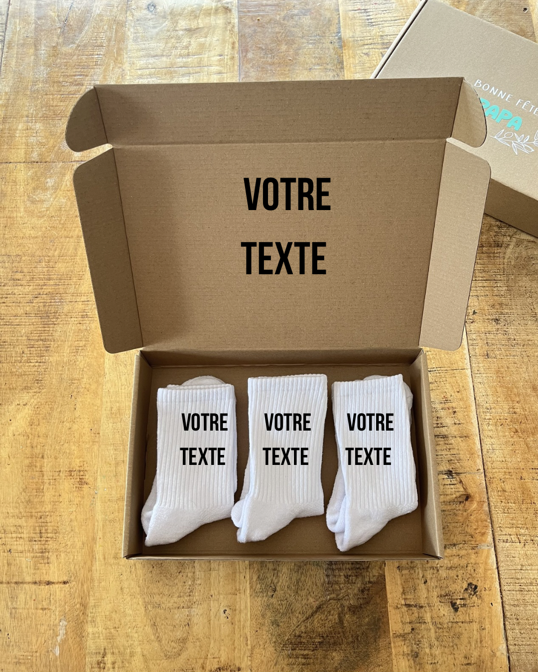 Pack de 3 Paires de Chaussettes Personnalisées avec Texte | OhChaussette